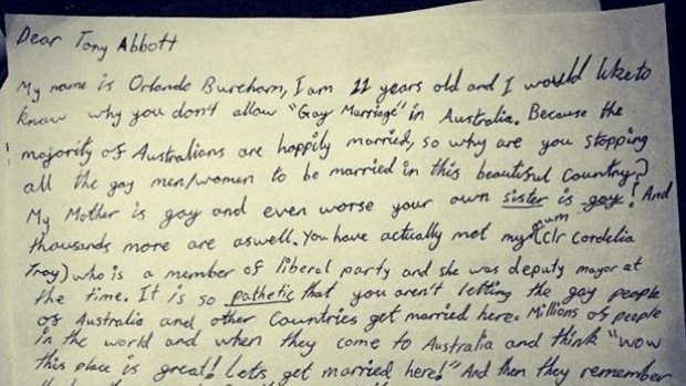 Orlando Burcham's open letter to Tony Abbott asking the PM to reconsider his stance on gay marriage.