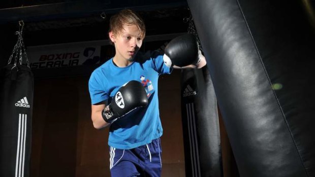 Nikita Tszyu, son of Kostya, trains at the AIS on Wednesday.