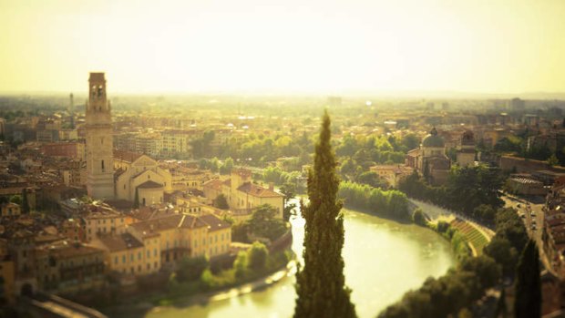 Romance by the River Adige … Verona glows at at sunset.