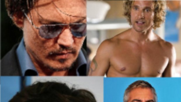 Stringers ... (clockwise) Johnny Depp, Matthew McConaughey, George Clooney and Brad Pitt.