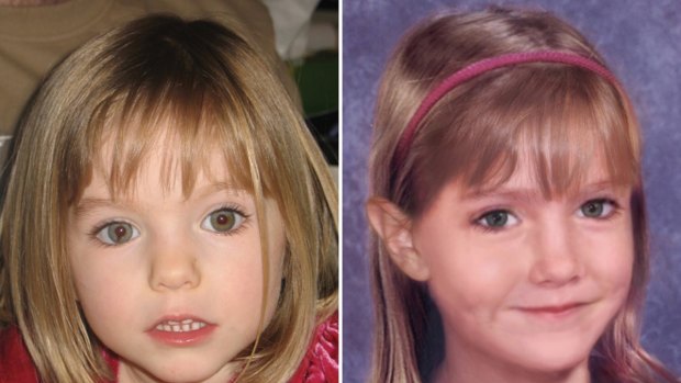 A combination of two pictures shows Maddie McCann at the age of 3, and an 'age progression' image of her at the age of 6.