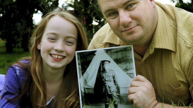 Tim Whitford and daughter Alexandra with a picture of Private Harry Willis.