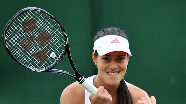 All square ... Ana Ivanovic is playing at Wimbledon with an unusually shaped racquet.