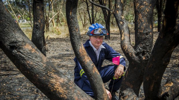 ACT Rural Fire Service deputy chief officer Richard Woods at the scene of a grass fire in Kambah.