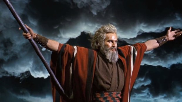 Charlton Heston as Moses in Cecil B. DeMille's biblical epic. 