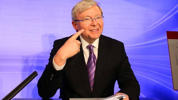 Being Kevin Rudd: A self-deprecating Mr Rudd at the National Press Club on Thursday.
