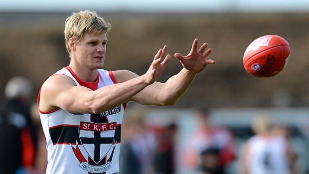 Nick Riewoldt training at the Linen House Oval in Frankston yesterday.