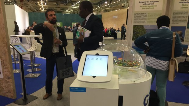 An Engie stand in the French government pavilion at the Paris climate summit.
