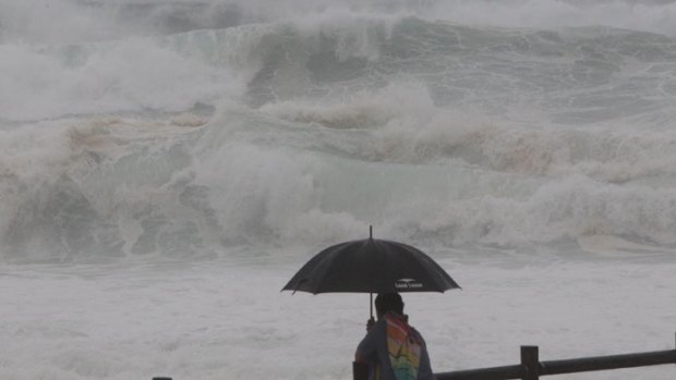 High tide ... the storms caused huge waves at Bronte Beach.