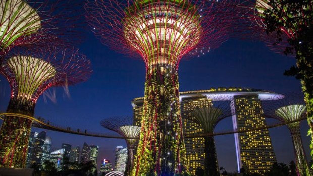 Bright lights: futuristic metropolis of city state Singapore.