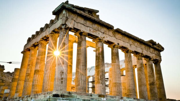 The ruins of the Parthenon, atop the Acropolis.