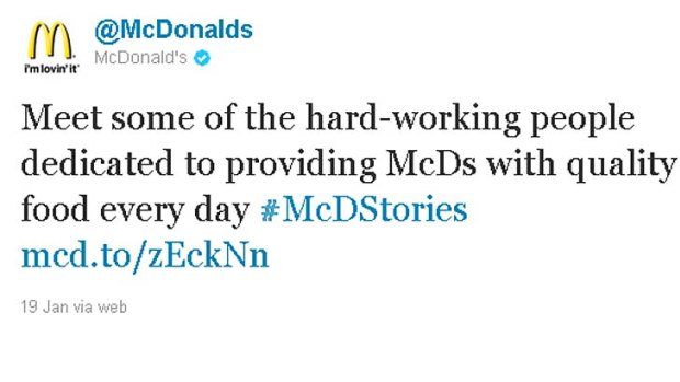 Social network hiccup ... McDonald's was hit by a backlash from twitter users after launching a campaign to share stories.