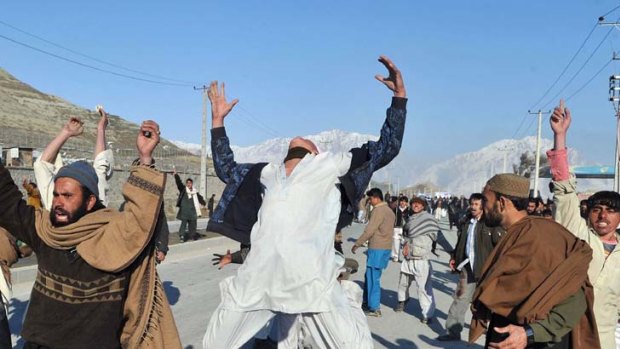 More deaths ... Afghan demonstrators shout anti-US slogans during a protest against Koran desecration in Kabul.