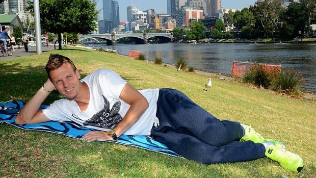 Tomas Berdych poses near the Yarra River on Monday.