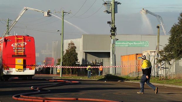 Firefighters battled a blaze that has left a Laverton paper recycling factory with extensive damage.