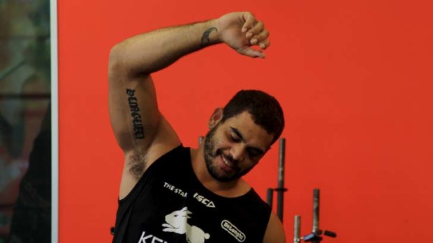 Happy bunny &#8230; Greg Inglis recovers with a yoga session yesterday after his golden-point heroics against the Tigers on Sunday.