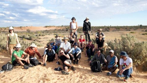 Participants in the Unmapping the End of the World project gather at Mungo National Park.