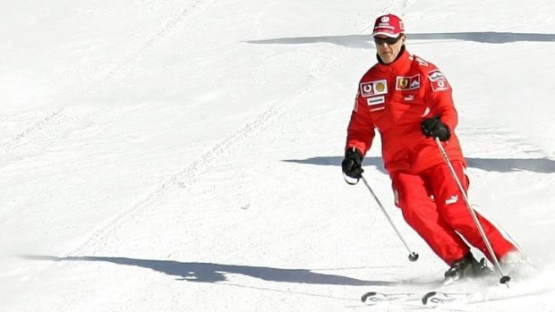 Michael Schumacher skis at a Formula One team event in 2006. The seven-time champion was critically injured after hitting his head on rocks at the French Alps resort of Meribel on December 31, 2013.