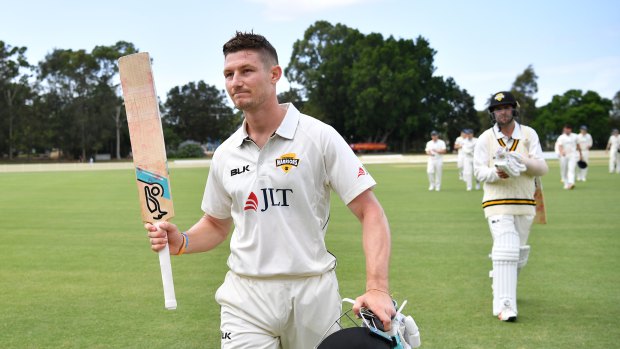 Unbeaten: Cameron Bancroft scored almost half of Western Australia's first-innings total.