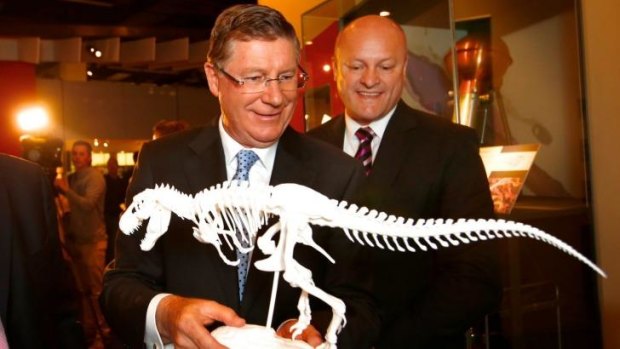 Premier Denis Napthine and Manufacturing Minister David Hodgett announce a program to buy 3D printers for government secondary schools and special schools at Melbourne Museum.