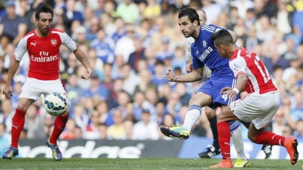Ex-Arsenal captain Cesc Fabregas in action for Chelsea during his first game against his old club. 