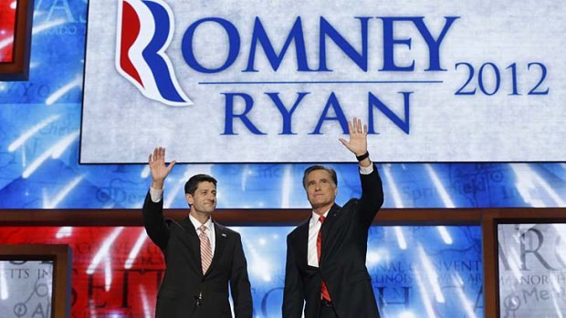 Dog whistle racism ... Republican presidential candidate Mitt Romney, right, and his vice-presidential candidate Paul Ryan.