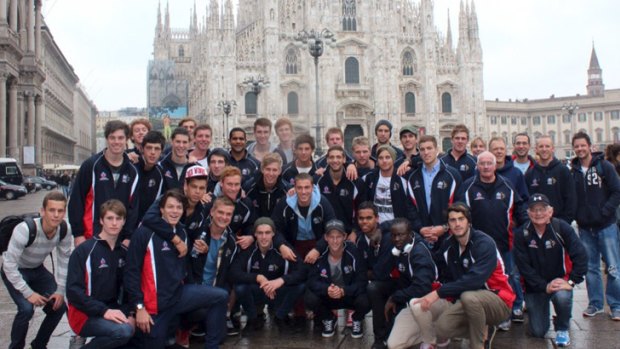 Happy campers: The AIS-AFL Academy squad in Varese, Italy.