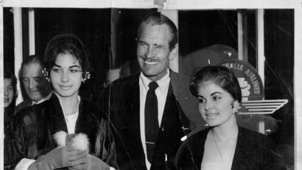 Escape: John Calvert with Pilita Corrales, right, and the bosun's wife, Marina Attias, after they were rescued in 1959.