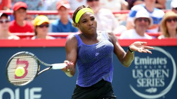 Too strong: Serena Williams on her way to defeating Caroline Wozniacki to set up a semi-final clash with sister Venus at the Toronto Masters.