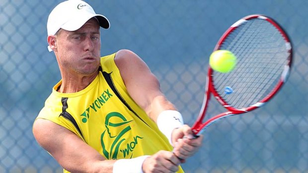Lleyton Hewitt during a training session in Brisbane on Saturday.