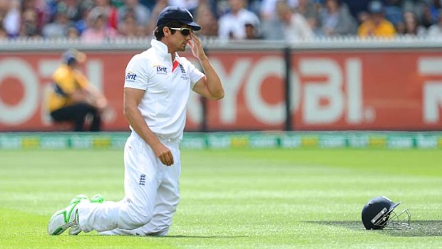 Alastair Cook after dropping a catch.
