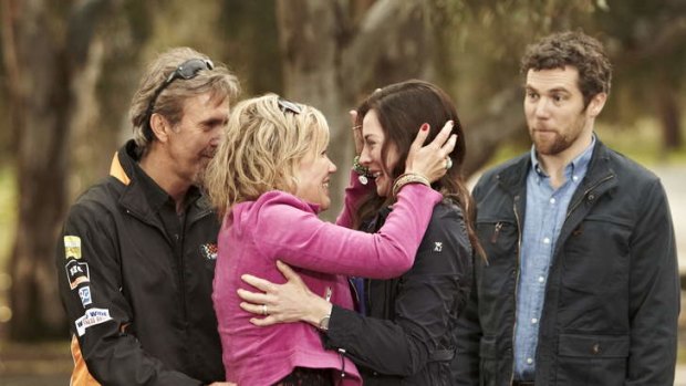 Happy families: Wayne and Julie Wheeler (Glenn Robbins and Robyn Malcolm) meet daughter Bess (Annie Maynard).