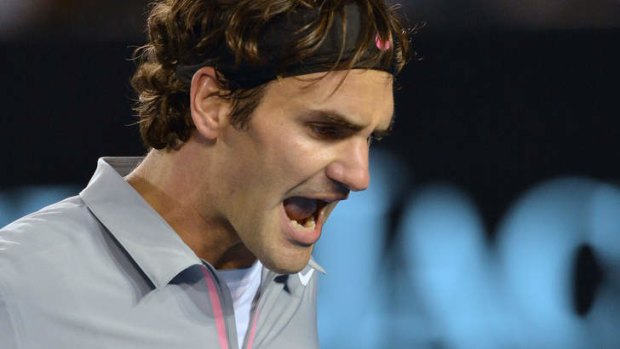 Let it out: Roger Federer during his loss to Andy Murray.