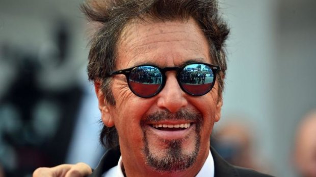 Star power: A tanned Al Pacino, 74, on the red carpet at Venice with his vigorously gelled hair and blue mirror shades.