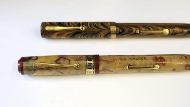 Still mighty: A 1930s Waterman Patrician (front) and a Waterman Ripple behind. 