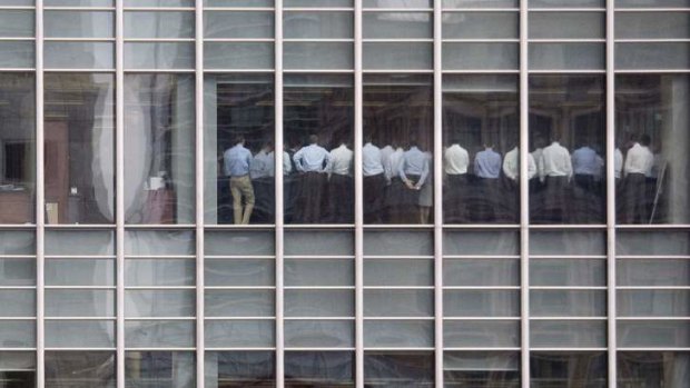 Window on the world: Finance workers have nowhere to run.