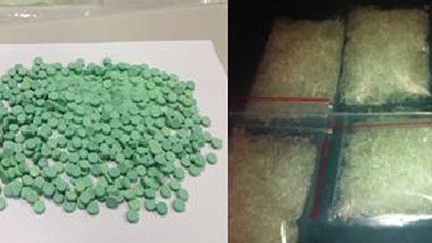Police seized $60,000 worth of ecstasy pills and methamphetamines from a house and car in Logan south of Brisbane.