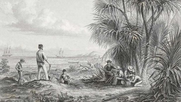 This engraving, held by the State Library of Victoria, is based on one of the paintings by Thomas Baines that  the Royal Geographical Society is selling off.