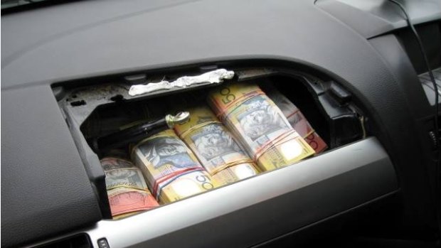 Police found $200,000 hidden in the airbag cavity of a Ford Falcon after a vehicle stop on Friday.