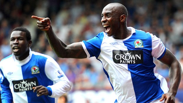 One-upmanship: Jason Roberts is all smiles after giving Blackburn a 1-0 lead against West Ham.