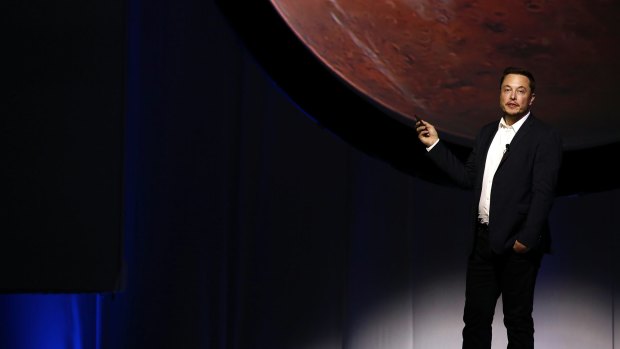 Elon Musk as he presented his vision for building a self-sustaining city on Mars this week.