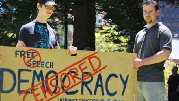 Protestors rallied in Perth against the Federal Government's planned internet censorship.