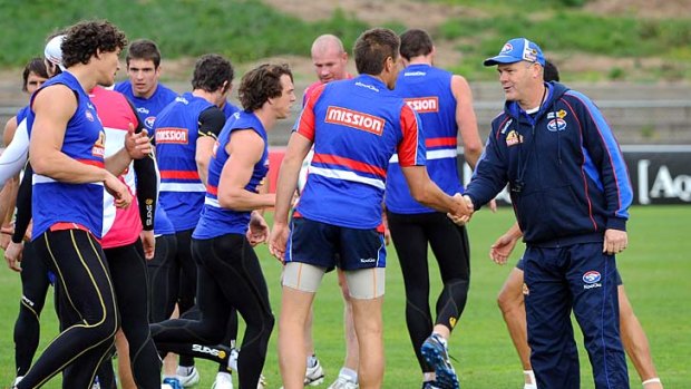 Testing times ... Western Bulldogs coach Rodney Eade was a relaxed figure at training on Friday, but the pressure is on.