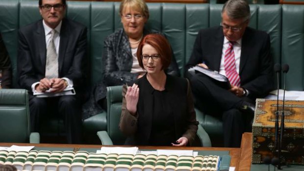 Prime Minister Julia Gillard during question time on Wednesday.