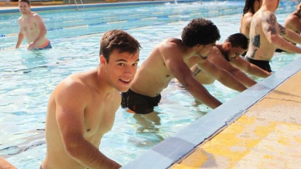 Hot start:  Luke Brooks cools down at Enfield Aquatic Centre on Tuesday.