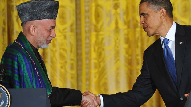 "It will be a historic moment and another step toward full Afghan sovereignty" ... US President Barack Obama with Afghan President, Hamid Karzai.