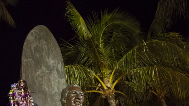 Endless summer: The bronze Duke Kahanamoku statue at Kuhio Beach, Waikiki.