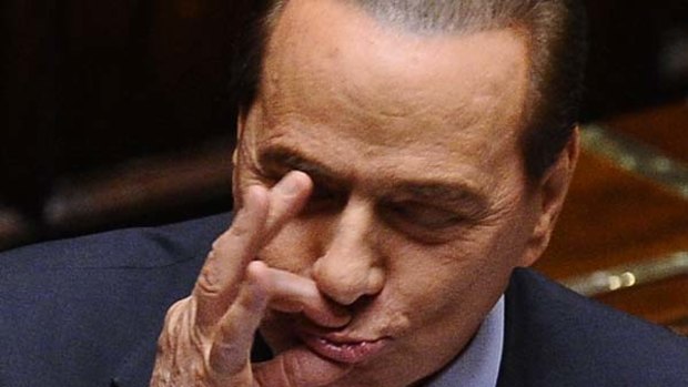 Italian Prime Minister Silvio Berlusconi in parliament.