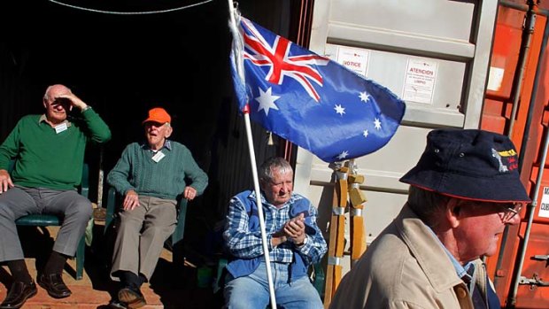 Narromine locals enjoy a gathering at the Men's Shed.