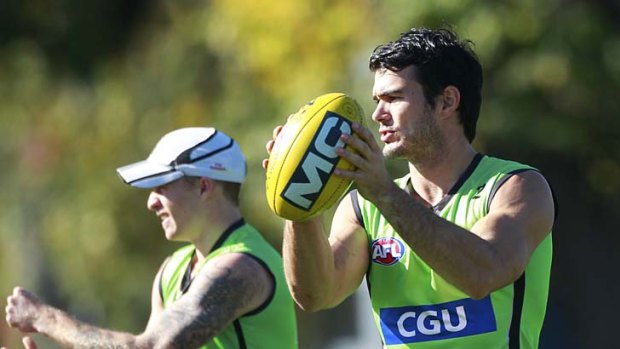 Collingwood defender Chris Tarrant during a training session at Gosch's Paddock.